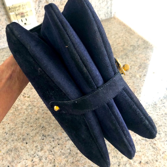 VINTAGE LUCA LUCA Blue Suede Purse - Picture 6 of 10